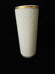 Lenox Porcelain Vase Floral Embossed Pattern 24K Gold Edges