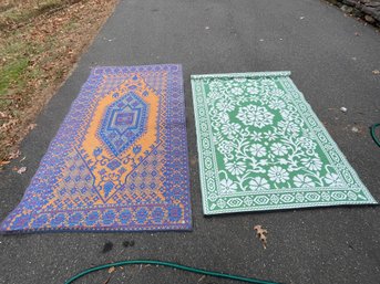 TWO OUTDOOR RUGS