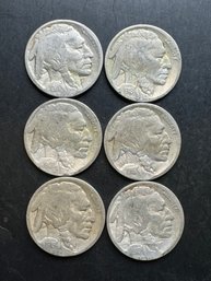 Lot Of 6 Buffalo Nickels