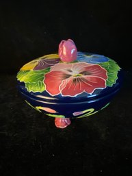 J McCall Blue Sky Pansy Covered Candy Dish