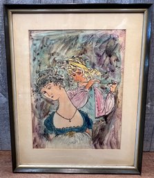 Man And Woman Framed Watercolor