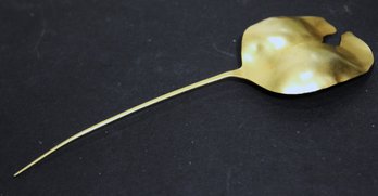 Artisan Signed Wrought Gilt Brass Or Copper Leaf Hair Pin