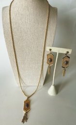 Gold Tone Necklace And Matching Earrings