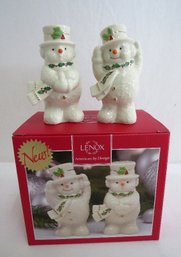 Happy Holly Days Snowman Salt And Pepper Set By Lenox - New In Box