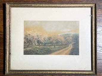 An Antique Hand Tinted Photograph Signed Wallace Nutting, 'Harvesting Time'