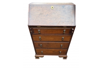 Small Antique Chippendale Secretaire With Burled Inlay