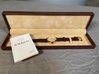 Coach Calendar Watch Brown Leather Straps Appears Never Worn Needs New Battery