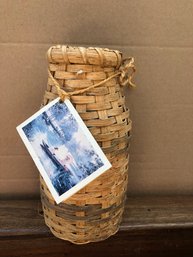 Wicker Bottle Vase - Shapleigh ME. - 8 1/2' Tall