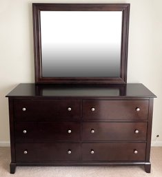 A Modern Mahogany Dresser With Mirror