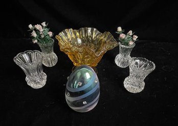 Small Glass Bud Vase And Paperweight