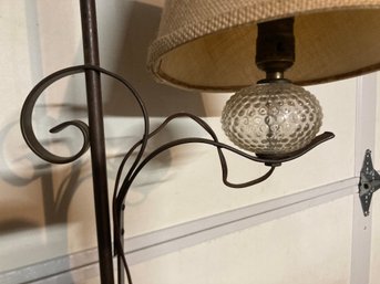 Wrought Iron Floor Lamp With Hobnail Glass