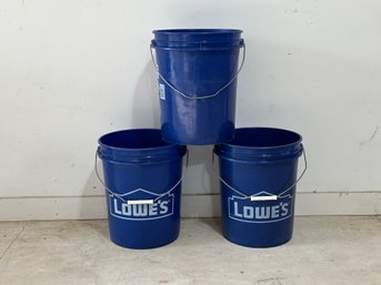 Three 5-Gallon Plastic Buckets From Lowe's