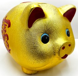 Large Gold Ceramic Lucky Pig Chinese Money Bank