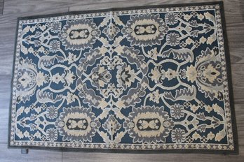 36x55 Blue/cream Rubber Backed Rug