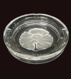 Etched And Frosted Crystal Ashtray Marked With U