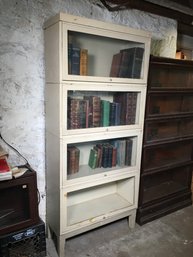 Very Cool Metal Barrister / Lawyers Bookcase - Painted White 50 Years Ago - Was From Texaco Headquarters