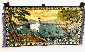 Vintage Velveteen Swan Tapestry