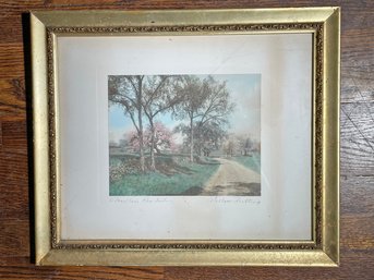 An Antique Hand Tinted Photograph Signed Wallace Nutting 'A Marlboro Roadside'