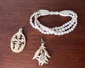 Trio Of Bone Jewelry Items