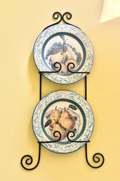 Decorative Plate Display With Beautiful Fruit Motif Plates