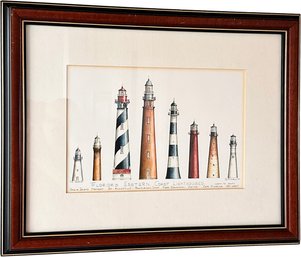 A Framed Lithograph - Florida's East Coast Lighthouses