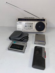 Lot Of Vintage Electronics- AIWA, Sony FM Walkman, Ultronic Mini Cassette Recorder, Sanyo FM & Cassette Player