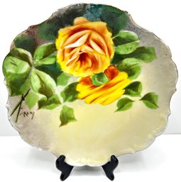 Vintage Limoges Hand-painted & Signed Floral Dish With Gold Trim Ready To Hang, France