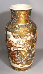 Antique Enamel Japanese Satusuma Ceramic Vase Meiji Period Signed