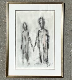 An Original Figurative Watercolor, Signed Indistinctly