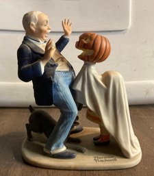 Norman Rockwell Porcelain Figurine - Trick Or Treat - Danbury Mint 1980