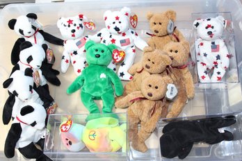 Bin Of Early Beanie Babies With Tags, Plus Happy Meal Beanies With Original Bags