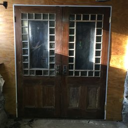Fantastic Pair Of Antique 1890s Victorian Doors With Original Stained Glass - From House On BELL ISLAND - WOW