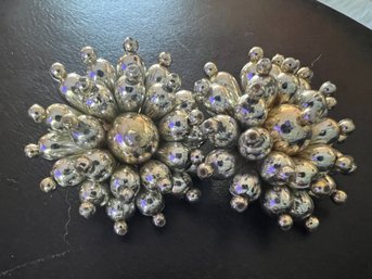 Vintage Metallic Cluster Bead Clip-on Earrings