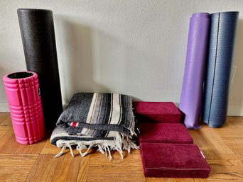 Yoga Fitness Equipment: Mats, Rollers, Corduroy Blocks By Yogaware & Mexican Blankets