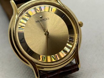 Vintage Ca 1980s MOVADO MUSEUM Slim Line Quartz Men's Dress Watch- Excellent Condition