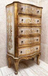 An Antique Petit French Provincial Chest Of Drawers, With Modern Parcel-Gilt Finish