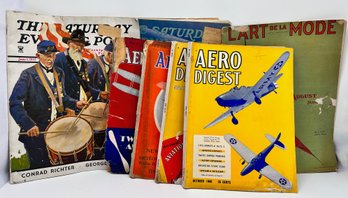 Antique Magazines: Saturday Evening Post, Aero Digest, LArt De Le Mode, Oldest From 1914