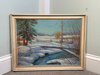 Beautiful Winter Landscape Original Oil On Canvas