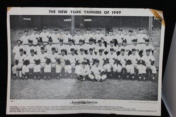 Original 1949 Journal American NY Yankees Baseball Poster