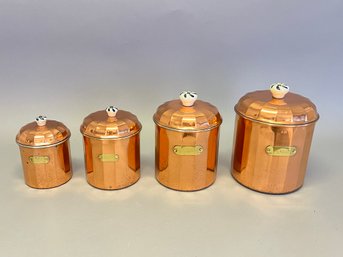 Four Piece Set Of Copper Canisters