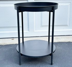 A Modern Metal Two Tiered Side Table