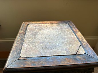 Small Antique Carved Table With Marble Top