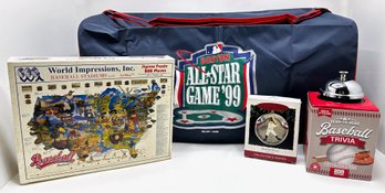 Vintage Baseball Memorabilia: Boston Red Sox 1999 Allstar Duffle, New Stadium Puzzle & Lou Gherig Ornament