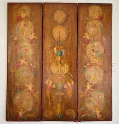 A 19th Century Painted Wood Dressing Screen