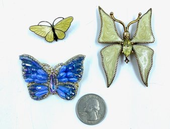 Trio Of Butterfly Brooches