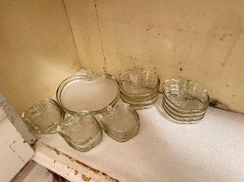 Apple Shaped Glass Serving And Small Dish Set