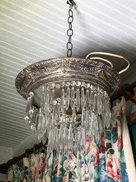 Two Lovely Vintage Crystal Chandelier BOTH FOR PARTS OR RESTORATION - They Were Just Too Nice To Leave Behind