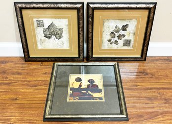 A Trio Of Framed Prints - Leaves And Friends