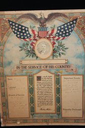 1919 WWI Military US Soldier Honorable Discharge Presentation With Photo