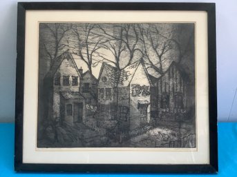 Old Houses Pencil Signed Art